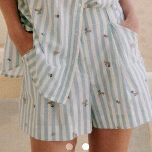 Sezane size 42 (US 10) Striped Blue and White Women's Shorts, like new